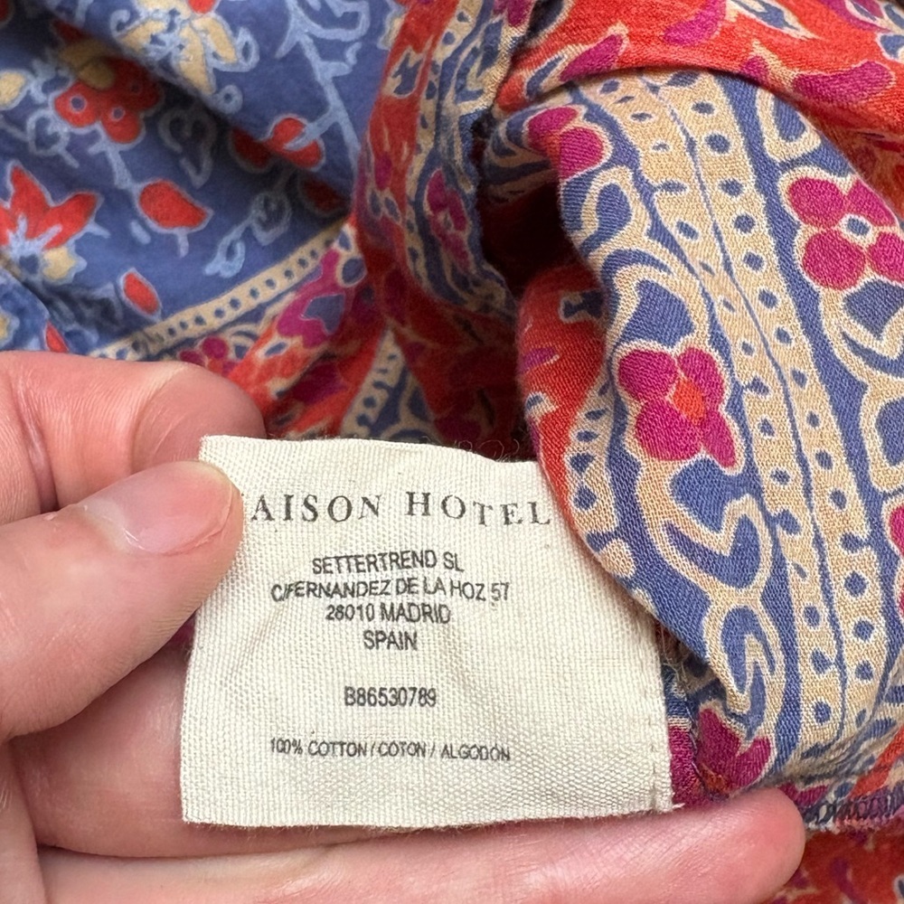 Floral Blue and Red Button Down Shirt - Picture 9 of 9